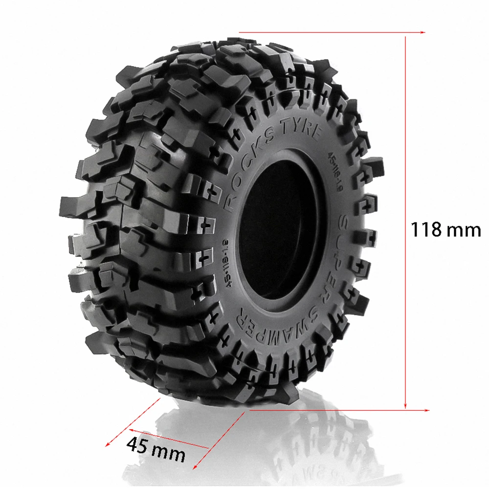 

2026 Milky White Soft Rubber 1.9 Wheel Tires 118*45mm For 1:10 Rc Crawler Car Axial Scx10 90046 Axi03007 Trx4 Rbx10m