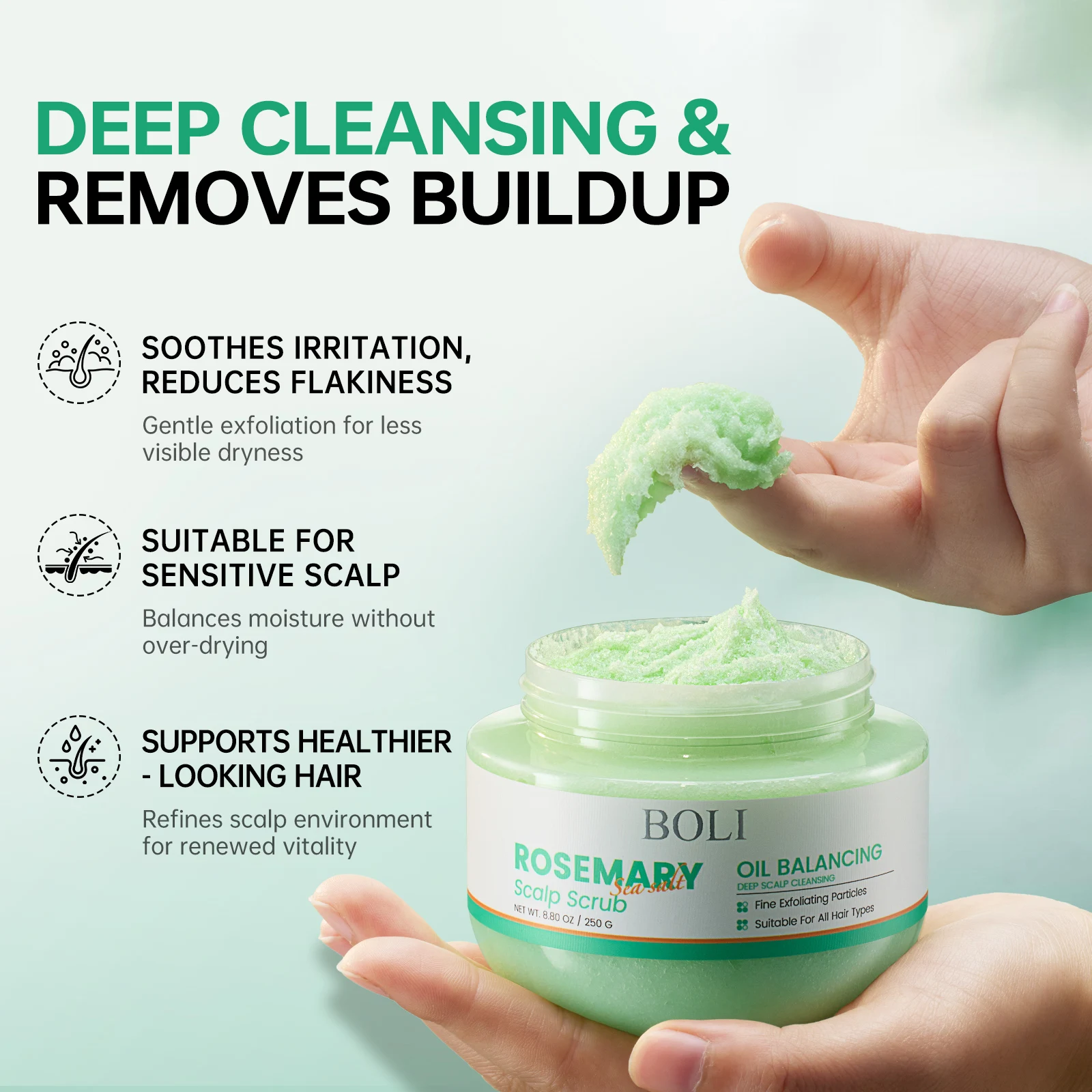 منظف تقشير لفروة الرأس 250 مل من روزماري للتحكم في زيت فروة الرأس للحكة والتحكم في فروة الرأس وعلاج العناية بالشعر 8.80 أونصة سائلة
