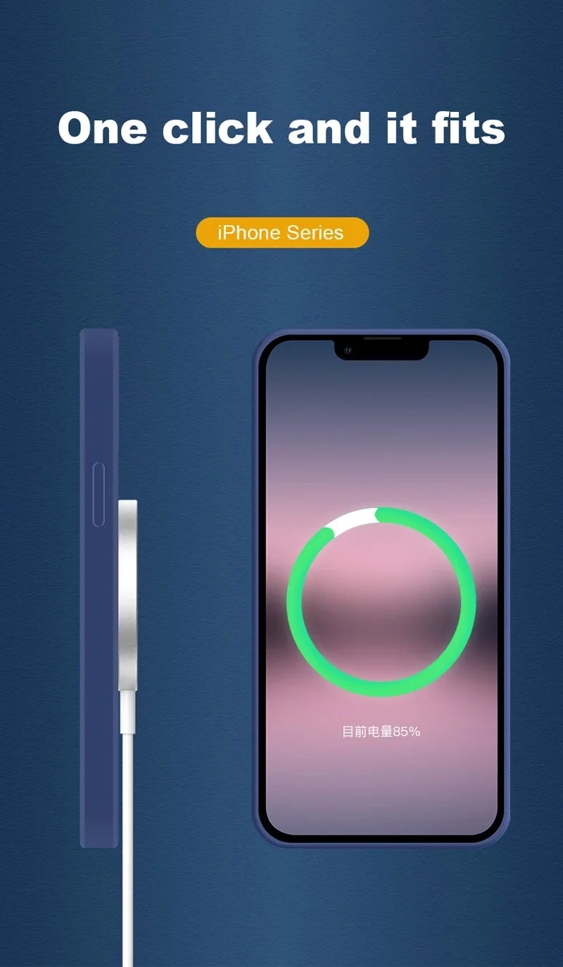 Magnetische MagSafe-Ladehülle für iPhone 17 16 14 13 12 11 15 Pro Max Mini XR XS – Weiche Flüssigsilikon-Rückabdeckung – Detail 5