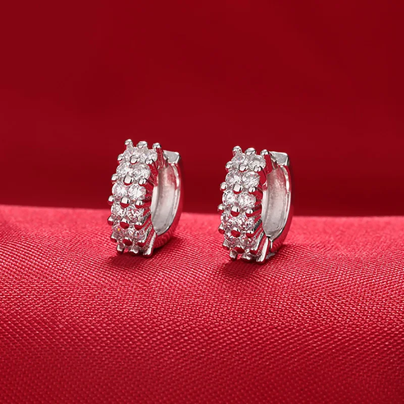 Delicate Leaf Ear Ring With Shiny For Women Silver Color/Gold Color Fashion Hoop Earrings Fancy Girl Gift Jewelry image 5
