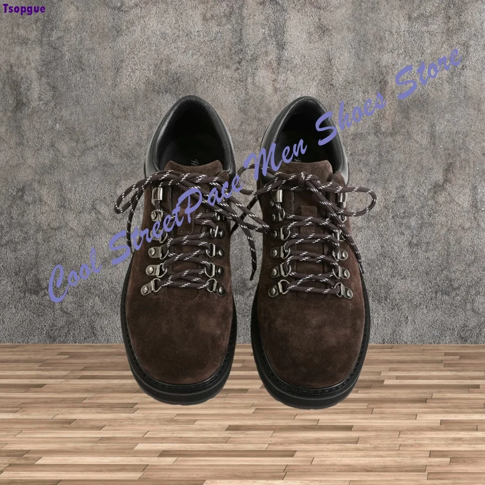 American Retro Work Shoes Suede Comfortable Shock-absorbing urban Outdoor hiking shoes for men Front Lace-up shallow Men Shoes
