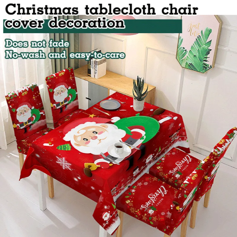 Christmas Tablecloths Patterned Siamese Chair Covers Stretch Absorbent Tablecloths Decoration