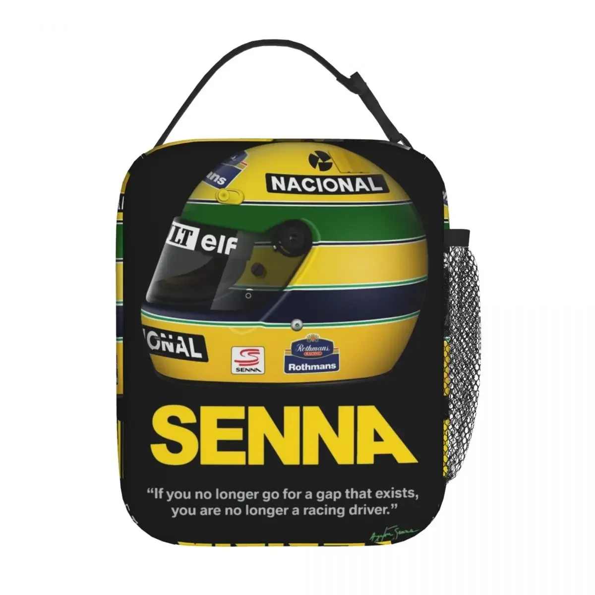 Ayrton Senna 1991 Helmet Accessories Insulated Lunch Bag Work Racing Food Storage Bag Portable Cooler Lunch Boxes Reusable