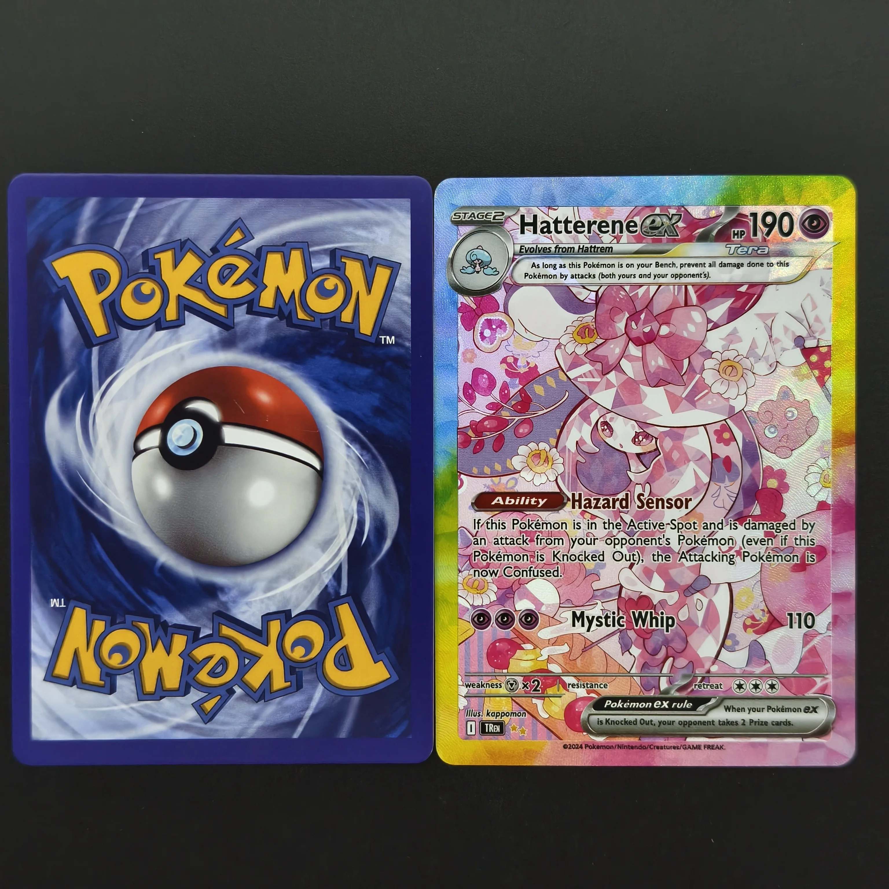 Hot DIY TCG PKM Meowth Tinkaton Hatterene Gardevoir TAR 198/162 Rare Rainbow Border Holo Foil Collection Card