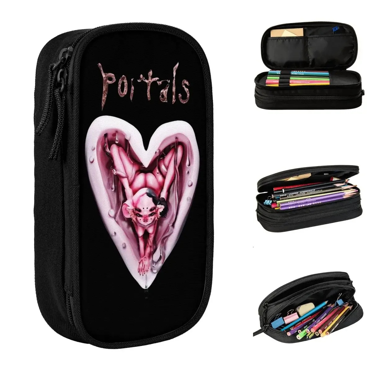 

Portals Tour Logo Fans Pencil Cases Classic Melanie Martinez Pen Box Bags for Student Large Storage Students School Pencil Box