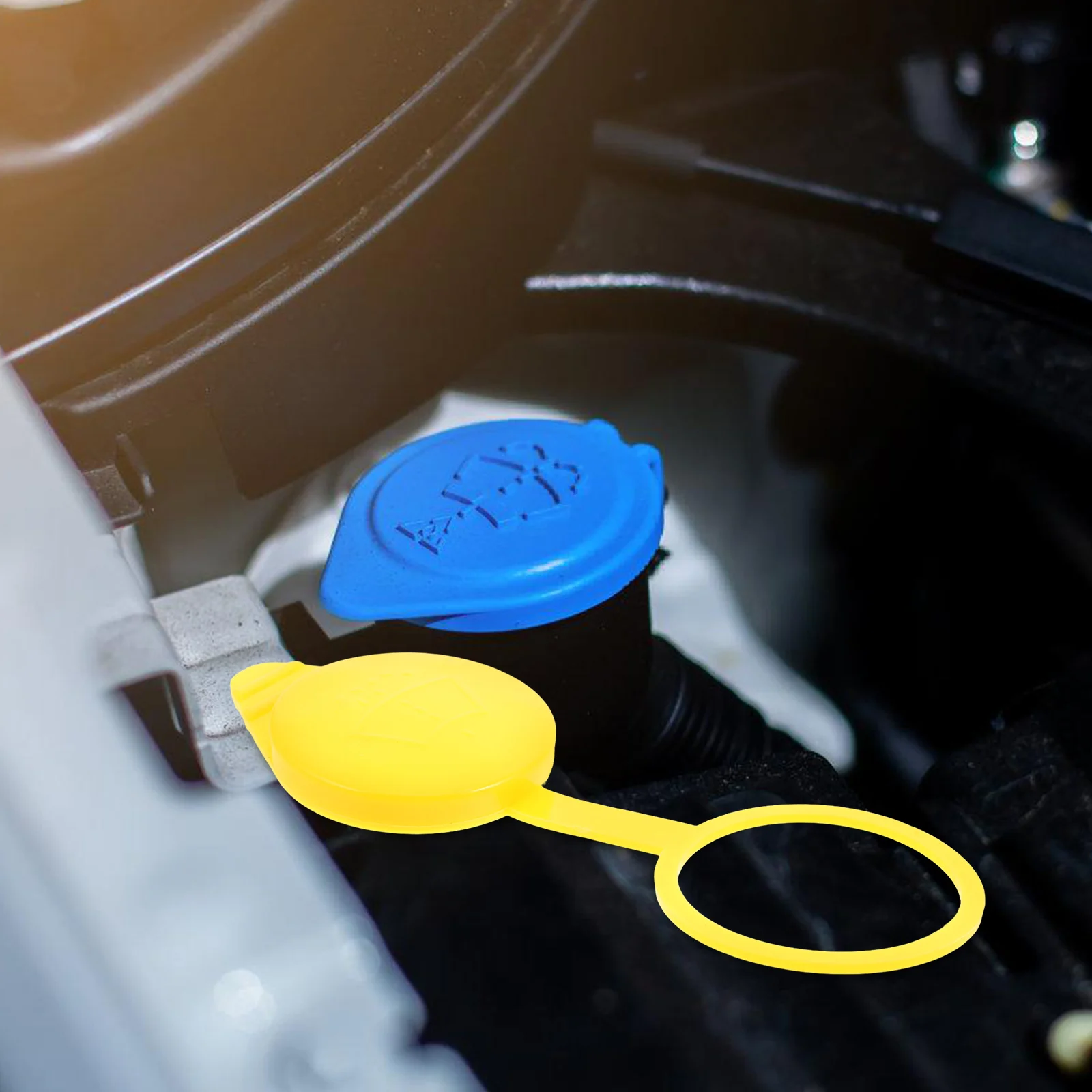 

2pcs Windshield Washer Fluid Reservoir Cap Car Engine Tank Bottle Cover Wiper Fluid Bottle Cap Replacement Durable Storage