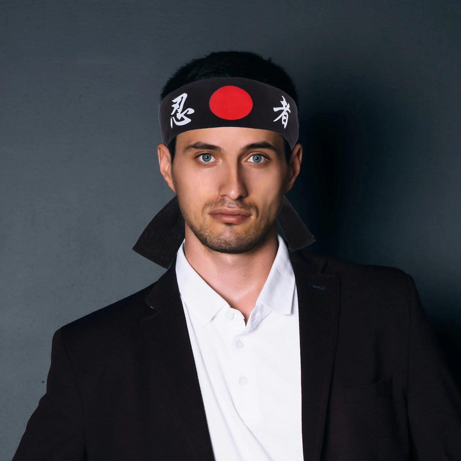 

2pcs Japanese Karate Hachimaki Headband Black Bandana Cotton Adjustable For Martial Arts Kitchen Cooking Costume