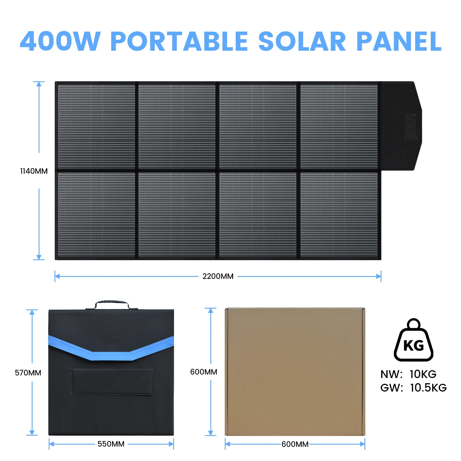 CTOLITY 400W Portable Solar Panel Foldable Solar Generator 40V Output Solar Charger for Power Station Off Grid Outdoor Activitie