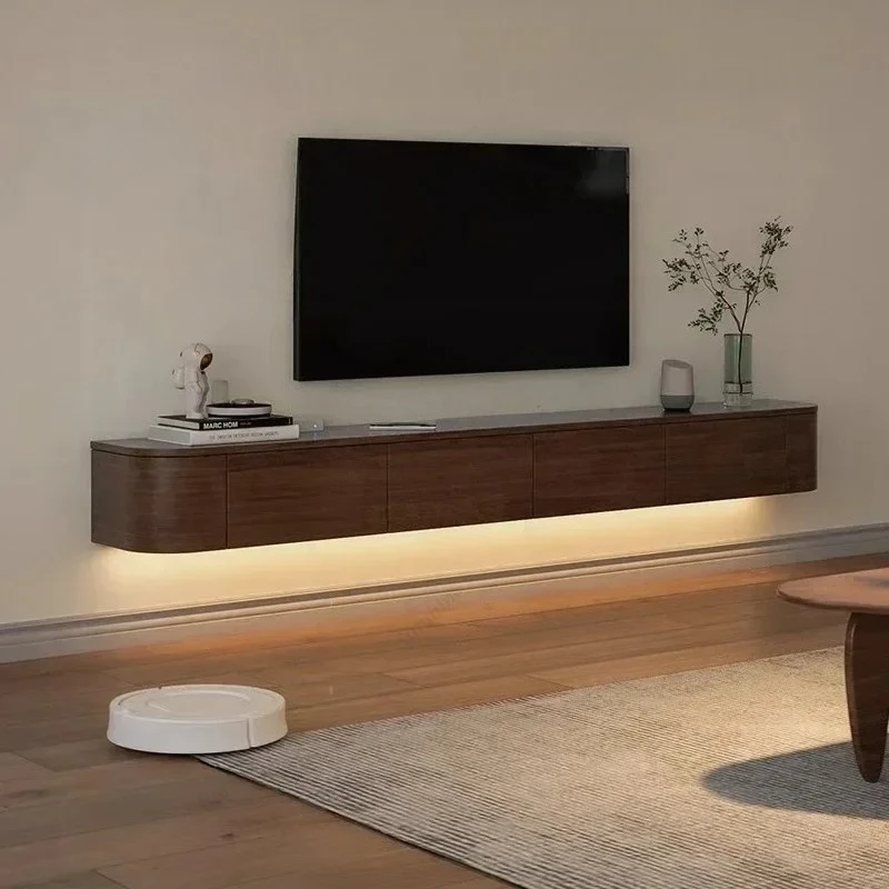 

Solid Wood Suspended TV Stand Living Room Furniture Modern Apartment Hanging Storage Cabinet Floating TV Cabinet FT