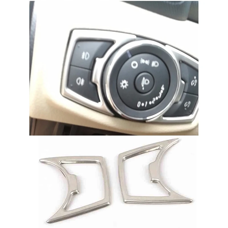 Stainless Steel For Ford Ranger Everest Endeavor 2015+ Headlight Knob Switch Button Cover Trim Decorator Accessories