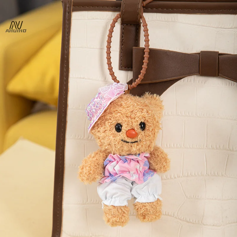 Cute Thailand Butter Bear Plush Toy Stuffed Holiday Bear Doll Keychain Cartoon Plush Doll Key Holder Bag Pendant Couple Gift