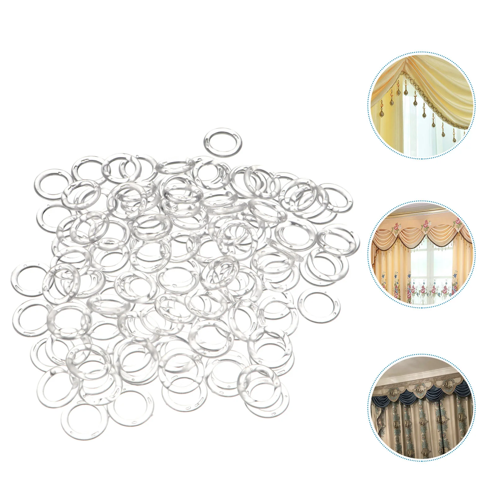 

100 Pcs Roman Circle Plastic Curtain Hanging Buckles Clothes Rack Accessories Clips Rings Decoration Sun Protection Tension Rod