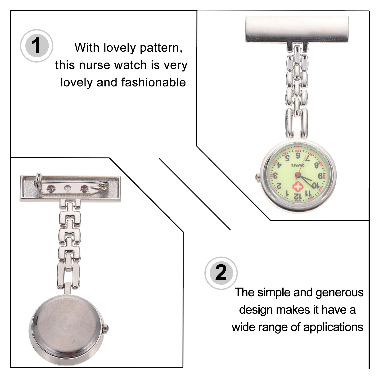 

Quartz Pocket Watch Hanging Fob Nurse Brooch Glass Mirror Luminous Clip On Lightweight Accurate Timing Creative Practical