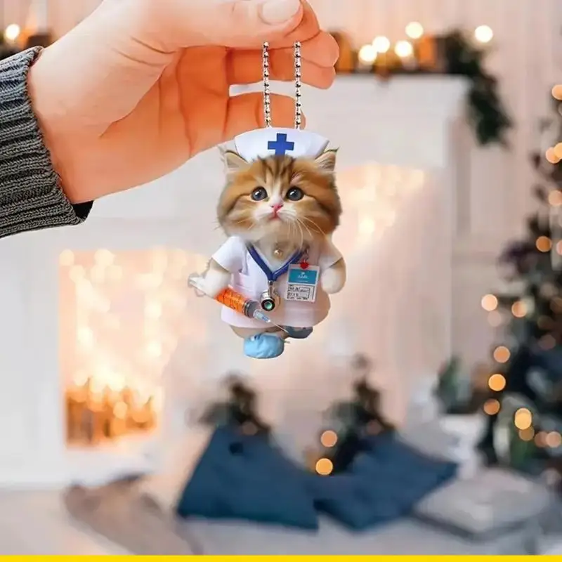 SZCH Reusable Nurse Feline Acrylic Auto Pendant Perfect For Seasonal Theme Decorations