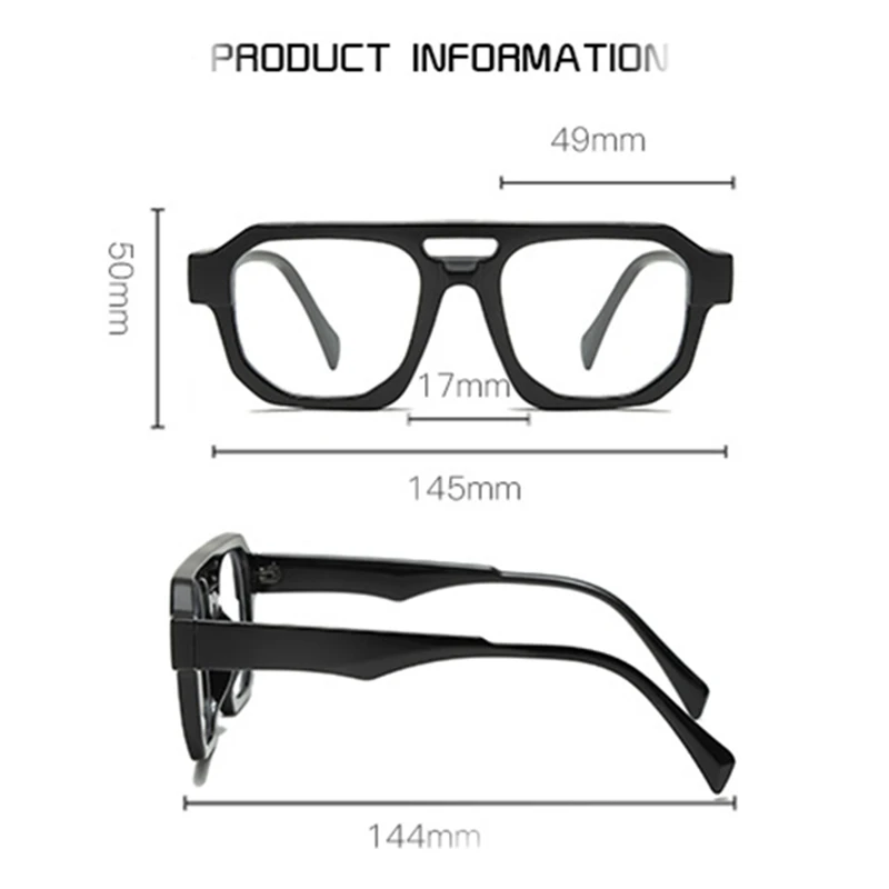 Yooske Fashion Square Double Bridges PC Women Glasses Frame Clear Anti-Blu-Ray Eyewear Retro Men Optical Frame Computer Goggles