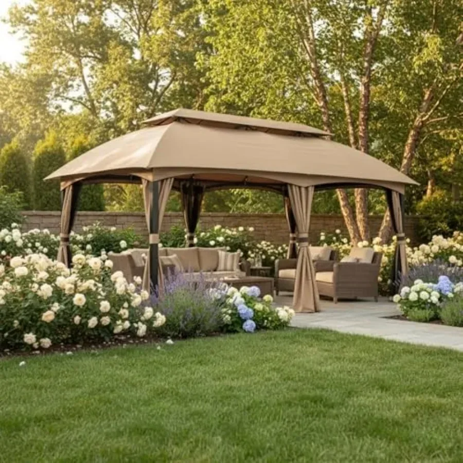Reinforced RipLock 350 Replacement  Top Cover for ABC Master Cooshade 10' x 20' Gazebo Models GHG-054 GHG-1020 Beige UV Resista