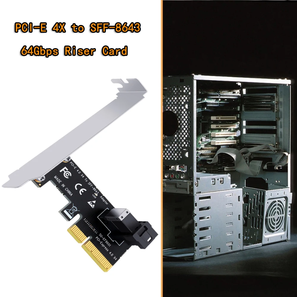 PCI Express X4 à SFF-8643 Adaptateur Riser Carte 64 Gbit/S PCIE X4 à SFF-8643 Carte D'extension Soutien U2 PCIe NVMe SSD pour Chia Minière