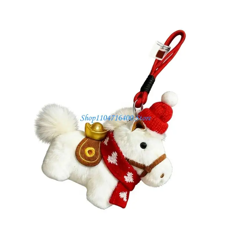 y1gd Soft Plush Keychain Pendant Toy For Girls Featuring Winter Horse And Scarf Design