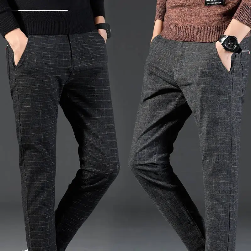 Casual Pants Men Spring Summer Trouser Business Office Men's Clothing Trends Luxury Brands Pants Buttons Solid Cargo Pants New