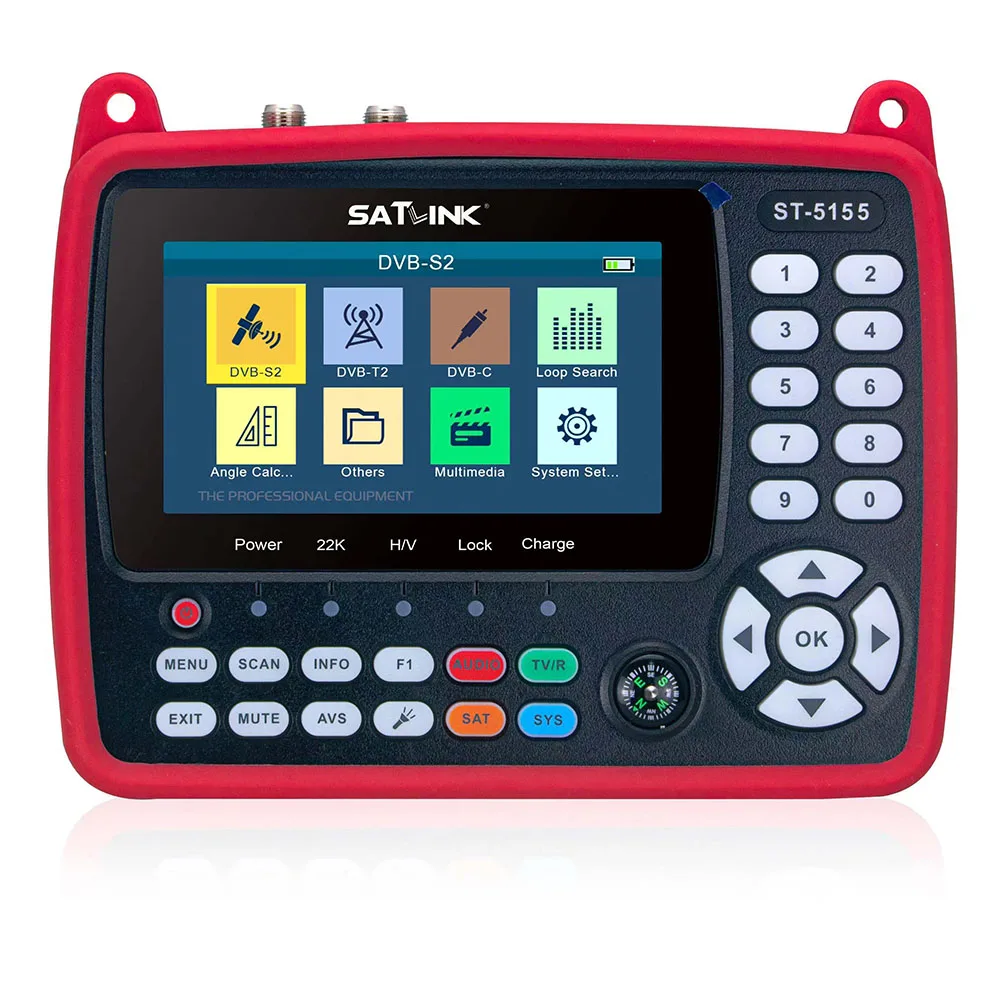 SATLINK ST-5155 Satellite Finder Meter DVB-S/S2/T/T2/C Combo Meter Support HD1080P MPEG-2/4H.264/H.265(10 Bit),QPSK,8PSK16PSK