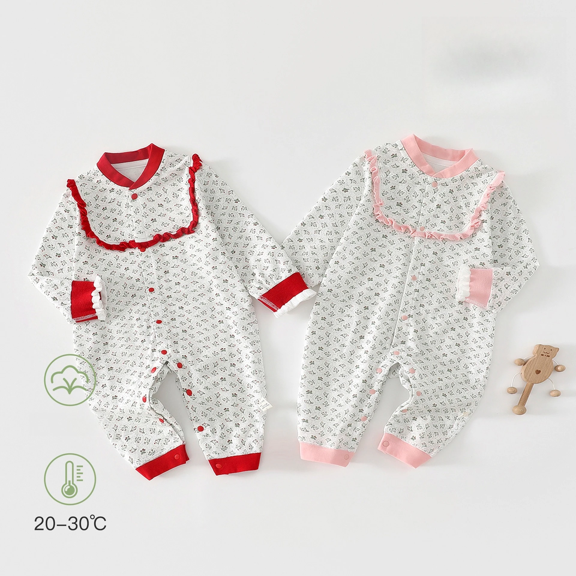 AYNIGIELL Baby Clothes Spring and Autumn Pure Cotton Jumpsuit, Women's Baby Outdoor Climbing Clothes 0-18 Months Newborn Romper