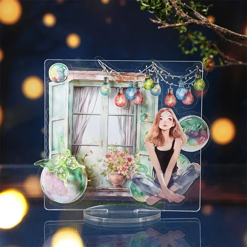 

16 шт./упак. в упаковке, двойная оконная рамка, белый материал, наклейка для домашних животных, тени для дерева, осветительные принадлежности, альбом для вырезок 122*118 мм