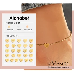 eManco Initials DIY Heart Anklet Stainless Steel Jewelry Name Customized Anklet English Alphabet Birthday Gift for Men and Women