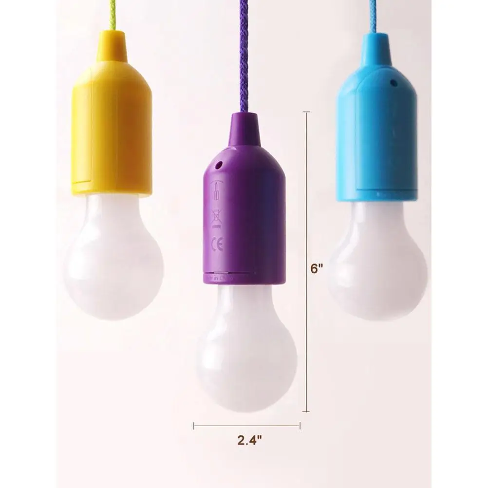

6 Pcs Hanging LED Light Pull Cord Night Lantern 102cm Durable Plastic 4 Colors Camping Accessories Festival Lighting