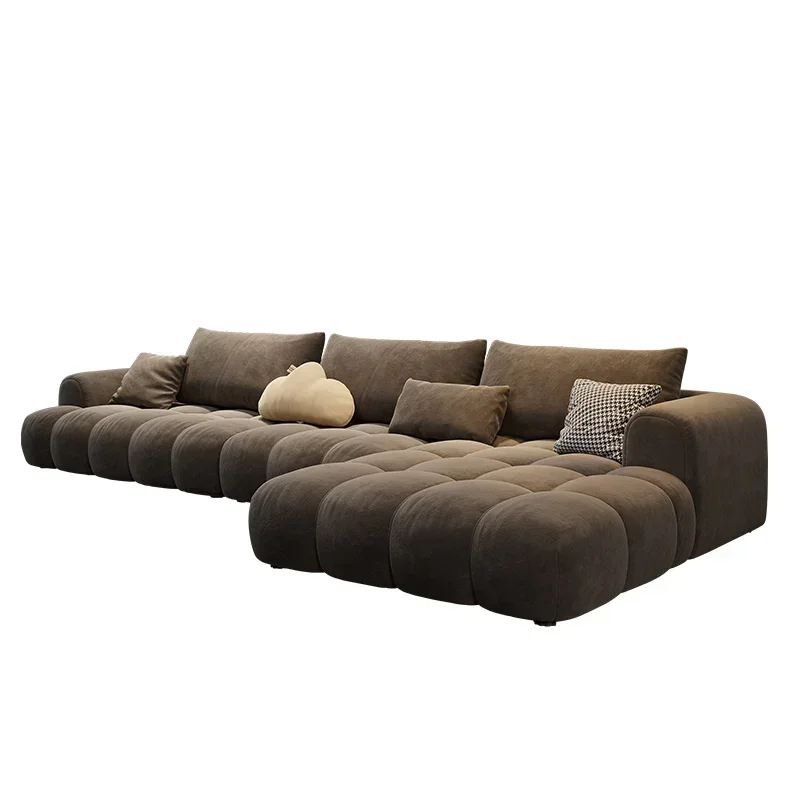 

Stretch Brown Floor Recliner Sofa Puffs Sectional Relaxing Fancy Sofa For Living Room Furniture
