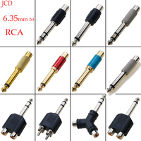 1Pc 6.35mm Male To RCA Lotus Female Stereo Consonant Jack Adapter Headphone Y Audio Transfer Head 6.35mm Male To 2RCA Audio Plug