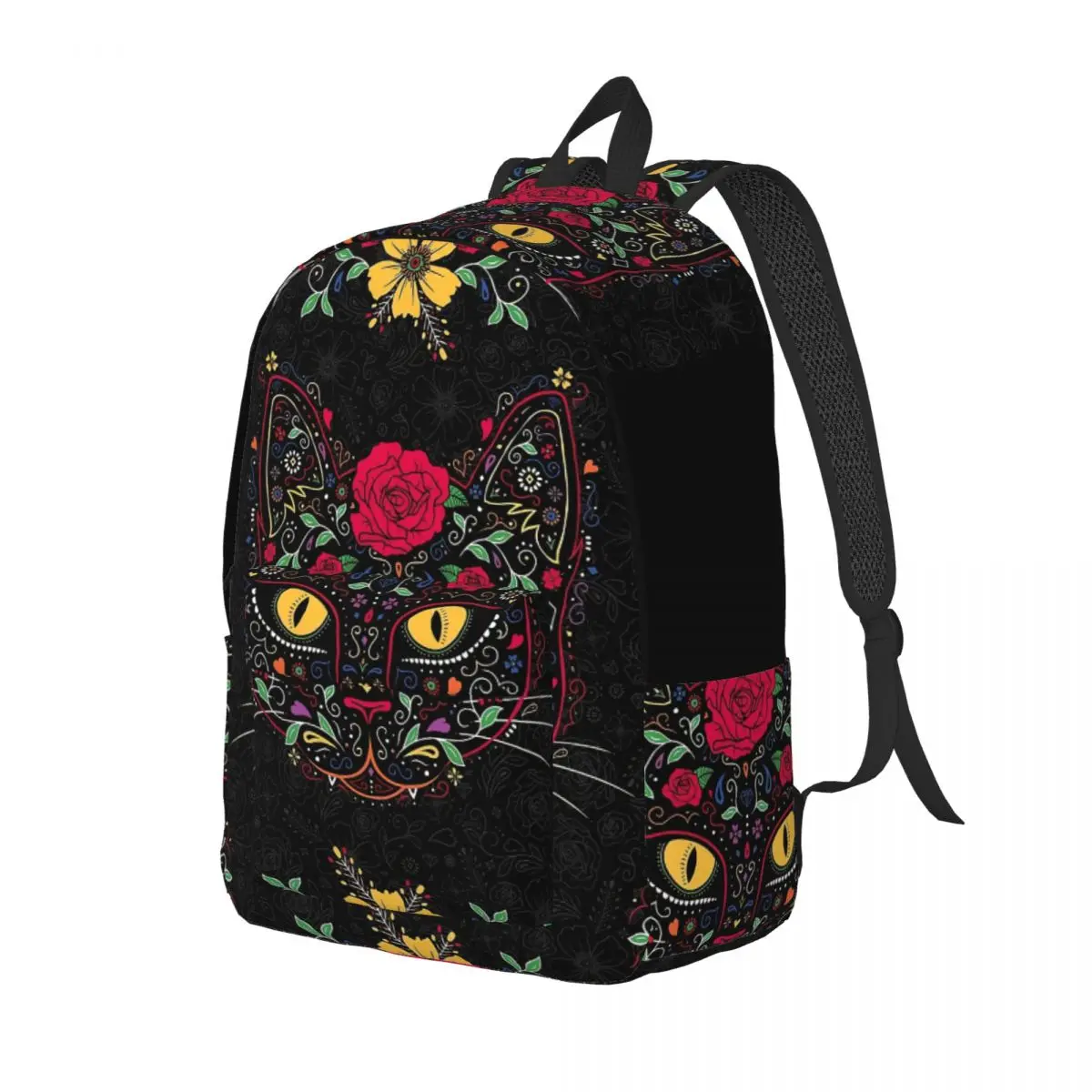 Kitty Cat Day Of The Dead Skull Backpack Male School Student Backpack Female Large Capacity Laptop Backpack