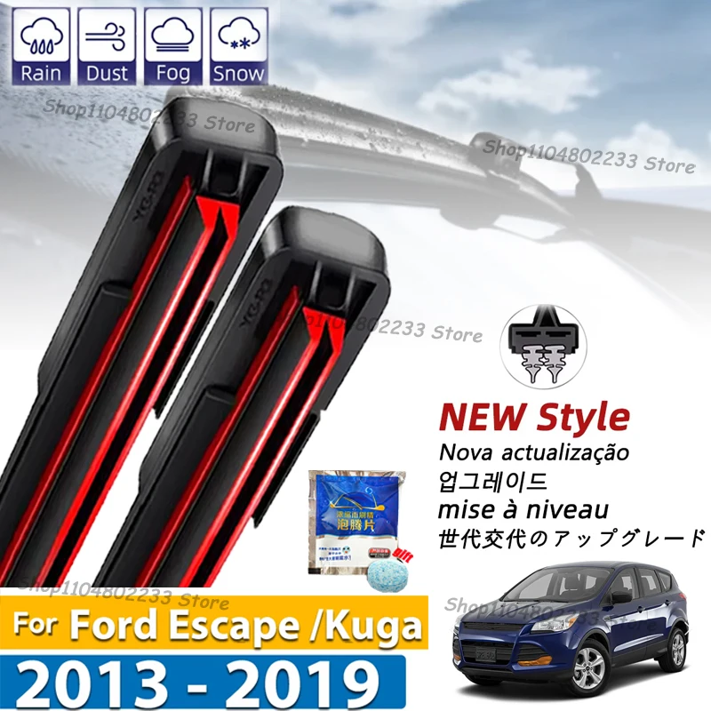 

RHD & LHD Front Wiper Blades For Ford Escape Kuga 2013 - 2019 Windshield Windscreen Window Wiper Rubber Refill Car Rain Brush