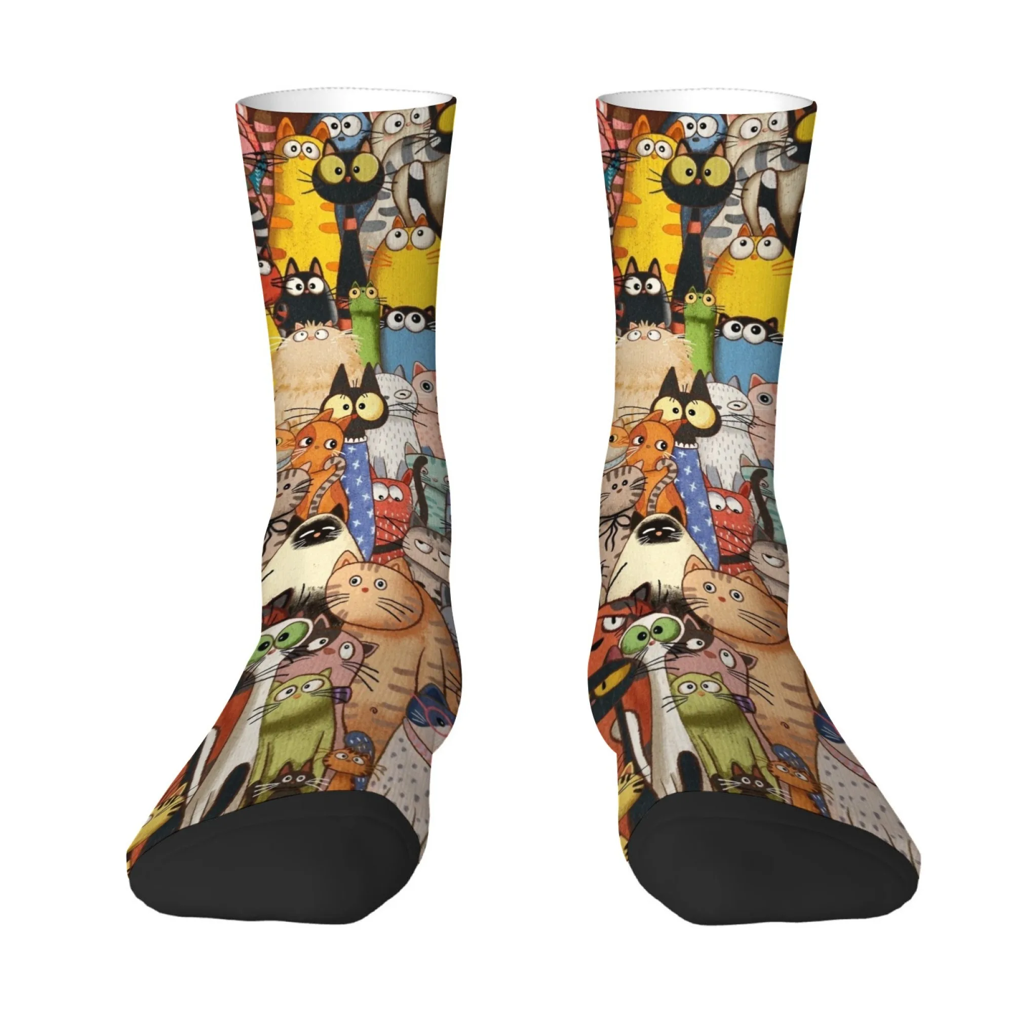 Cute Cartoon Cat Happy Socks Harajuku Style Casual Fashion Men's Socks Novelty Funny Compression Socks Crazy Party Hip-Hop Socks