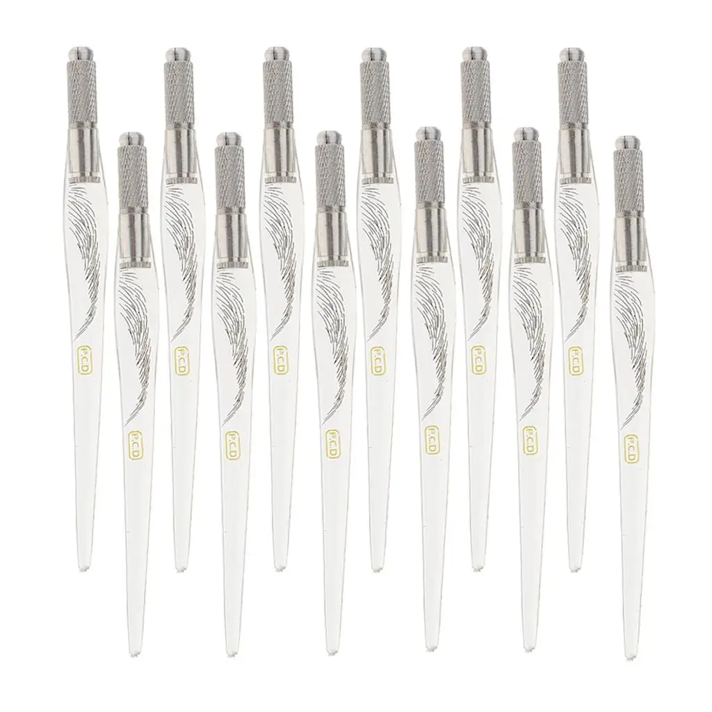 

12Pcs Reusable Microblading Pen Lightweight Eyebrow Manual Tattoo Pen Clear