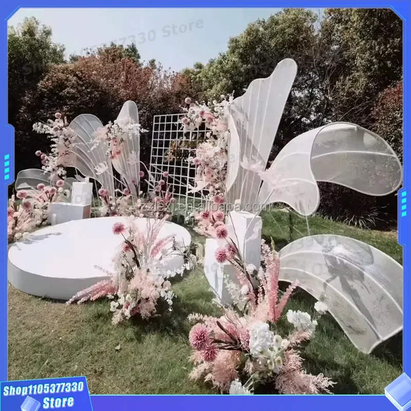 Custom Gold Metal Wedding Arch With LED Lights And Petals For Event Background Decoration Ceremony Party Stage Setup Design