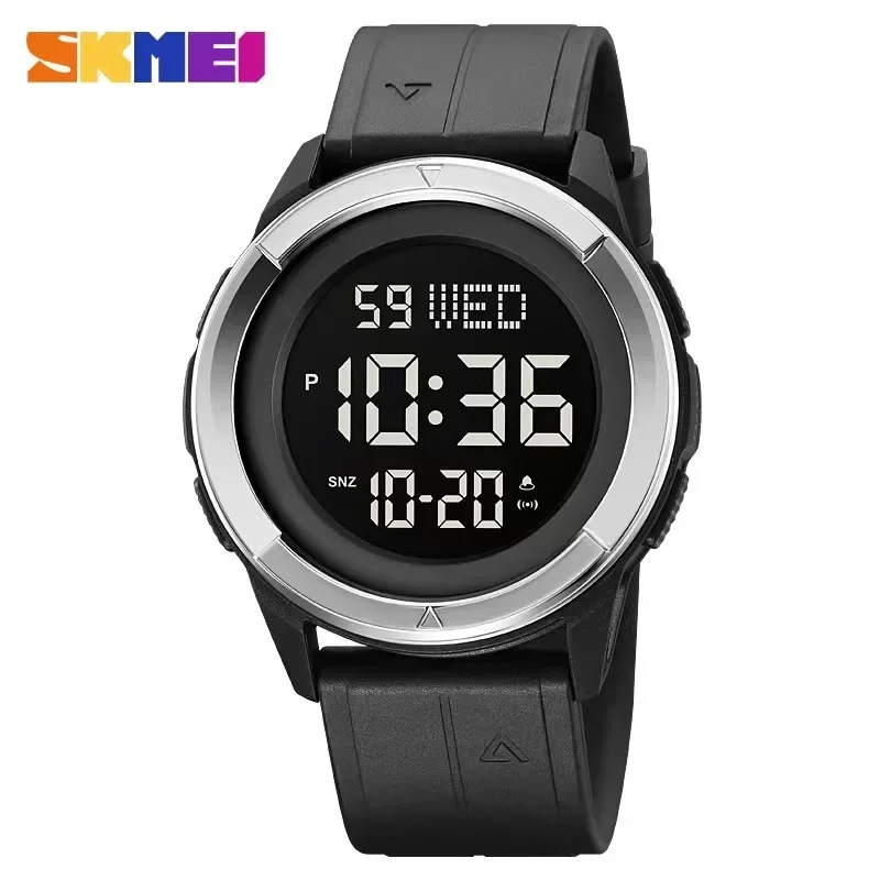 SKMEI 2047 Mens Chrono Countdown Digital 5bar Waterproof Wristwatch montre homme LED light Display Electronic Sport Watches