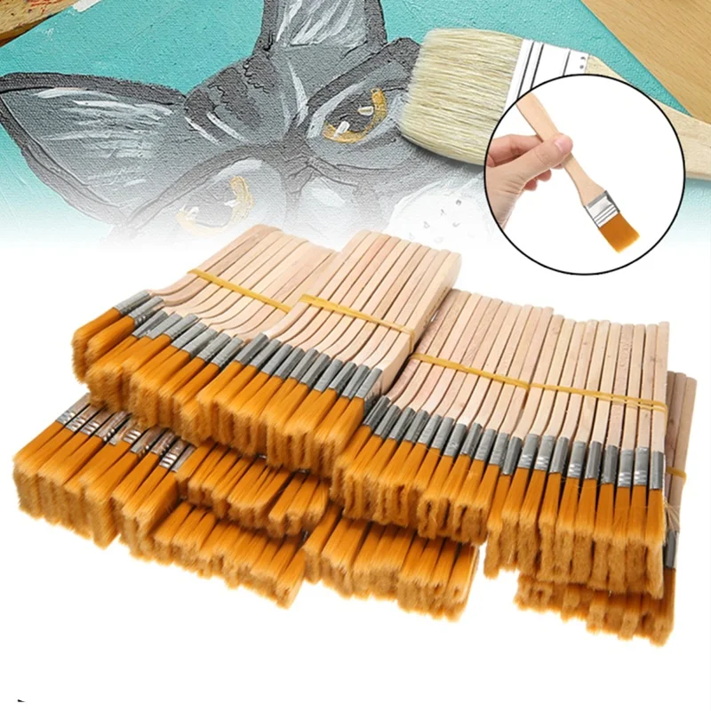 Oil Paint Brush Memory Nylon Paint Brushes Conjunto For Acrylic Oil Drawing Watercolor Wooden Painting Brush Tools Art Supplies 10 Pcs
