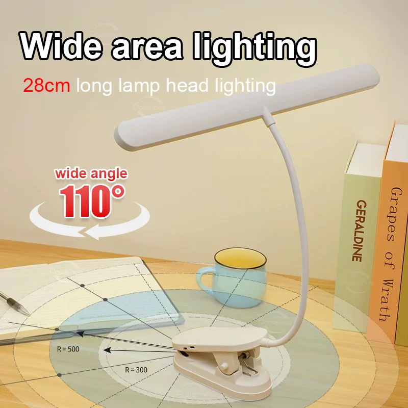New Table Lamp USB Rechargeable Desk Lamp With Clip Bed Reading Book Night Light LED Touch 3 Modes Dimming Eye Protection Light