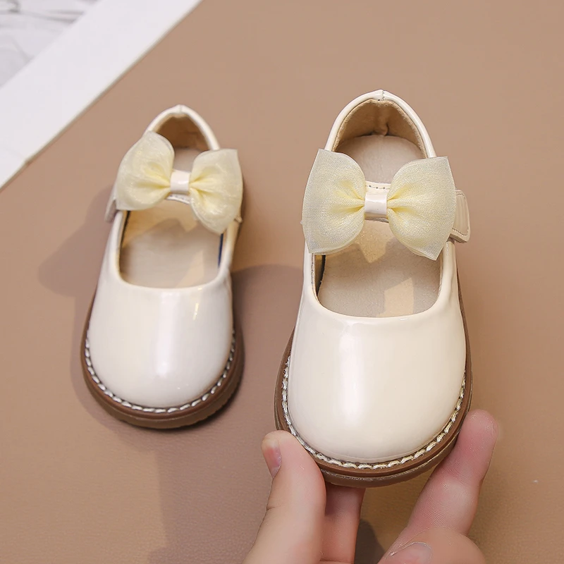 Kids Leather Shoes Basic Mary Jane Shoes for Student Black School Shoes for Baby Girls Platform Princess Bow Flats Oxford Shoes