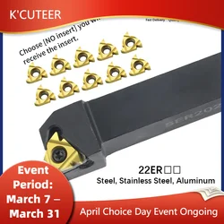 1pc SER2020K22 SER2525M22 SER3232P22 External Thread Turning Tools Lathe Cutter 22ER Carbide inserts CNC Holder Set