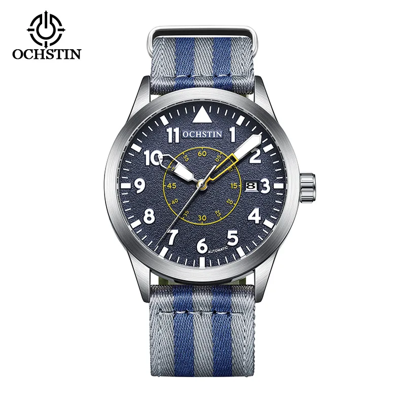 ساعة ميكانيكية للرجال مقاومة للماء، عرض تقويم التاريخ المضيء، حزام من النايلون، ساعة يد أوتوماتيكية بالكامل Montres MECaniques