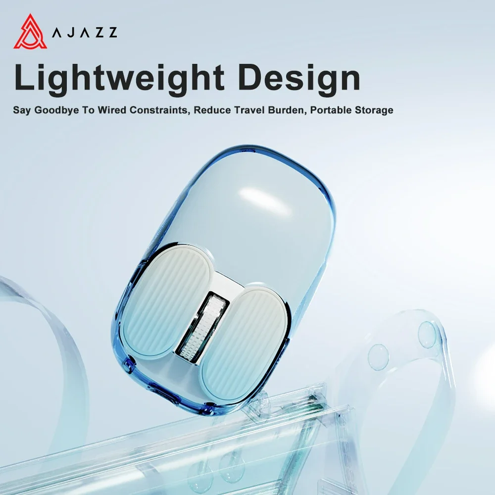 AJAZZ I069 Transparent Mouse with Wireless Mouse 1600DPI Office Work Mouse RGB Backlit