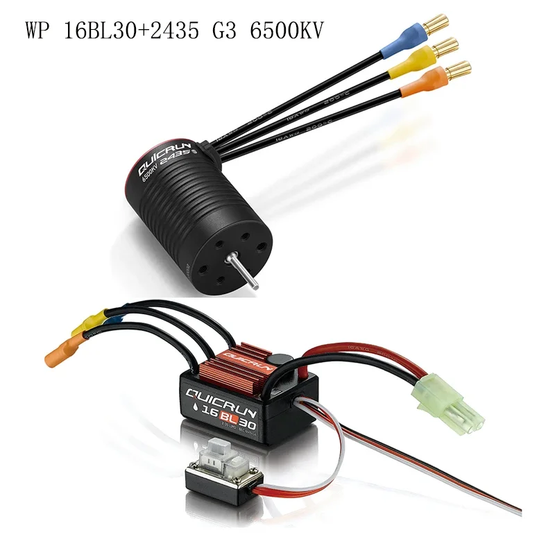 HobbyWing QuicRun WP 16BL30 30A Waterproof Brushless ESC 2435 G3 Motor Suitable for 1/16 RC Remote-controlled Off-road Vehicles