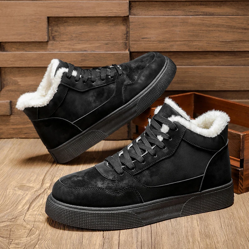 รองเท้าบูทหิมะสำหรับผู้ชายฤดูใบไม้ร่วงและฤดูหนาว - หุ้มข้อกลาง บุขนหนา อเนกประสงค์สำหรับการเดินป่า ขี่มอเตอร์ไซค์ และการเดินทาง