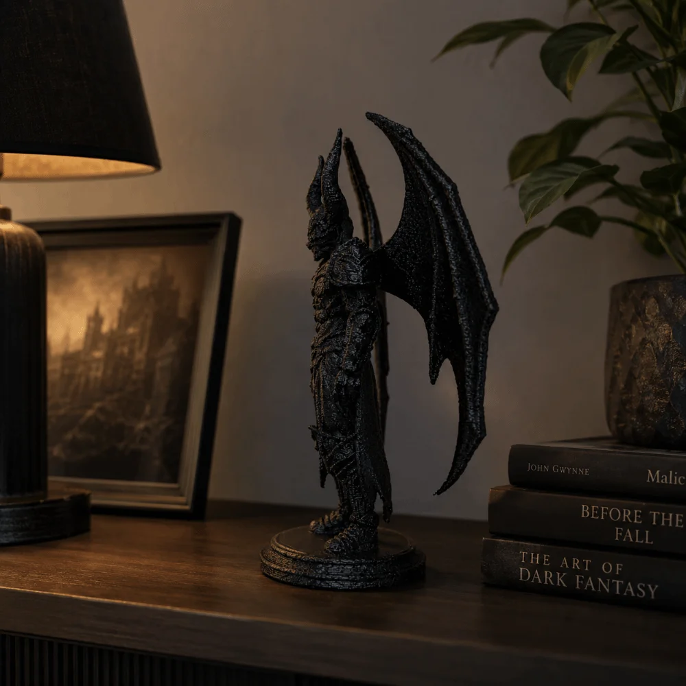 Dark Fantasy 3D Printed Demon Knight Figurine Halloween Gothic Style Black Demon Statue Decoration Desktop Ornament Office