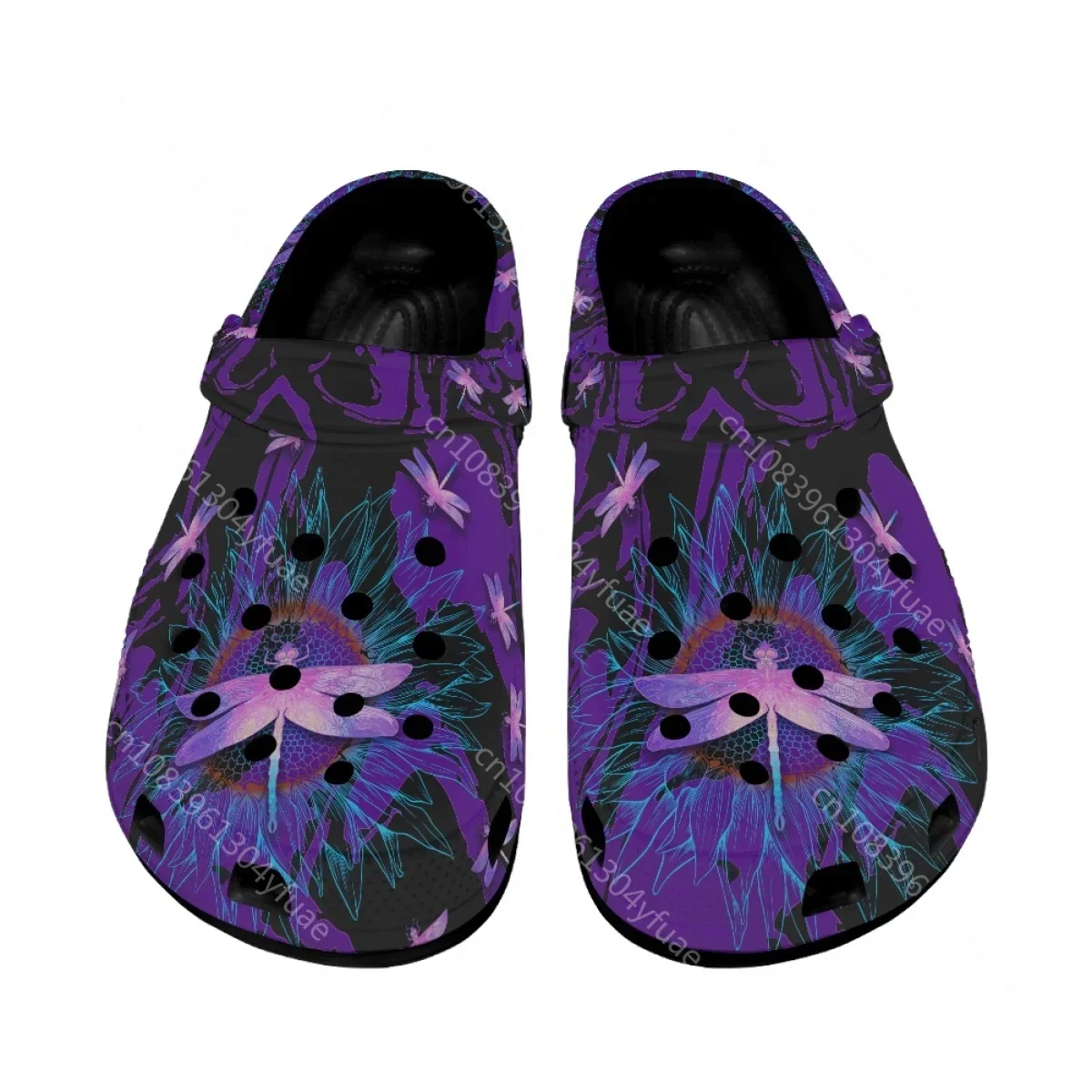 Purple Dragonfly Pattern Summer Outdoor Sandals Women Flats Garden Shoes Breathable Super Light Ladies Home Bathroom Slippers