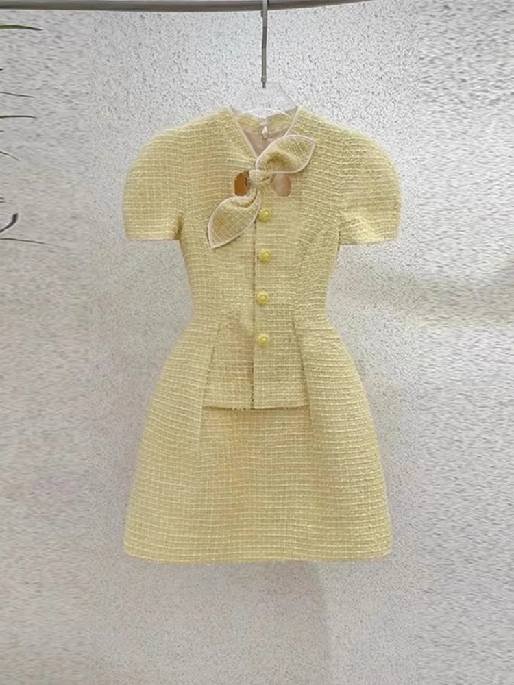 

Elegant A-Line Dress Women's High-End Design Little Fragrance Style Short Sleeve High Waist City Commute Date Party Daily Sho...
