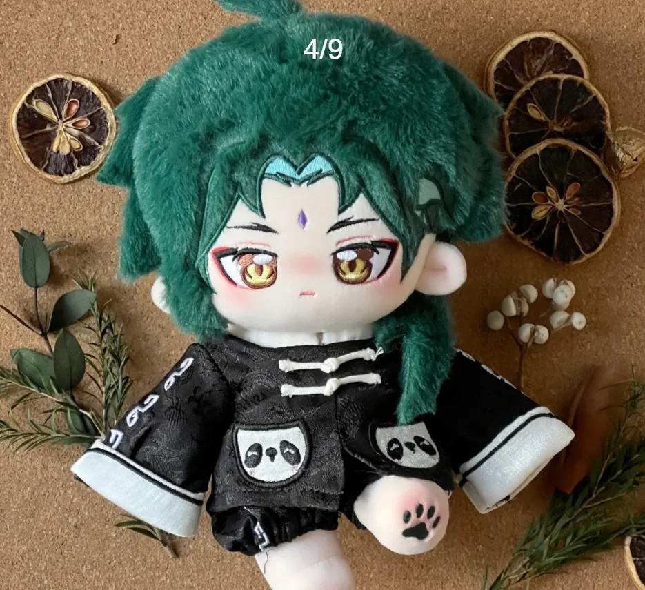 20cm Anime Genshin Impact Xiao Green Hair Monster Cosplay Plush Doll Cotton Stuffed Body Dress Up Clothes Cotton Gift Xmas image 4