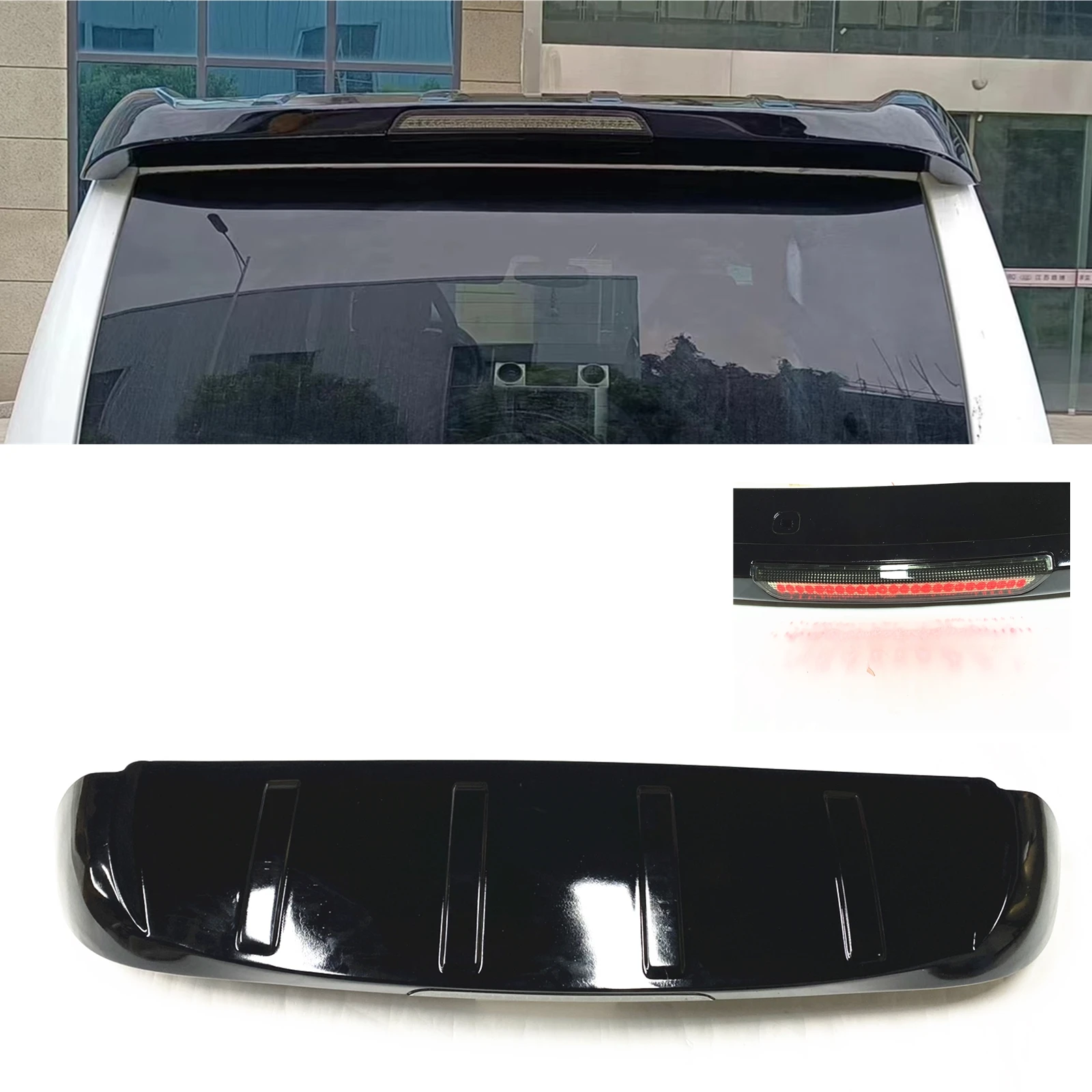 Traseiro Trunk Spoiler Asa Lábio, Gloss Preto Divisor De Carro, 3Rd Alta Montado Luz De Freio, Land Rover Discovery 4, LR4, 2010-2016