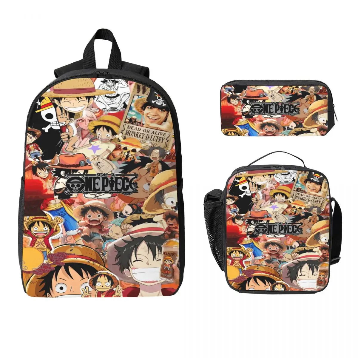 

Luffys O-one-pieces Kids Backpack Lunch Box Pencil Boxes for Boys Girls Kindergarten Backpacks Schoolbag Bookbag Set